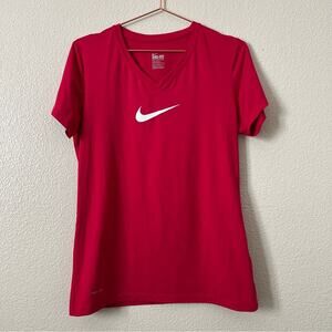 Nike Dri-Fit slim fit V-neck hot pink short sleeve active tee t-shirt